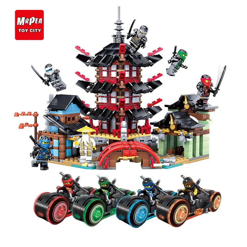 New Ninja Temple+Ninja Motorcycle DIY Building Block educational Toys for child gifts Compatible with legoing ninjagoes | Игрушки и