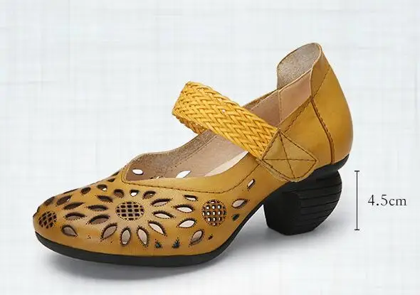 2018 Spring Autumn Shoes Woman 100% Genuine Leather Women Pumps Lady Round Toe Platform Shallow Mouth Size | Обувь