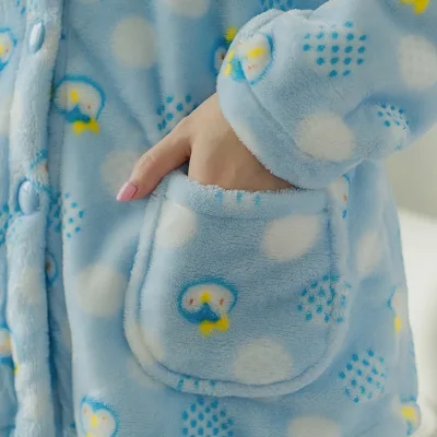 Зима 2017 Женские Фланелевые толстые пижамы с длинным рукавом коралловые женские