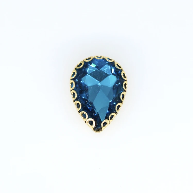 capri blue Новинка, все размеры, КАПЛЕВИДНАЯ капля, пришивные стразы из хрустального стекла, драгоценные камни, Золотая основа, кружевная коготь, аксессуары для одежды Diy - Цвет: capri blue