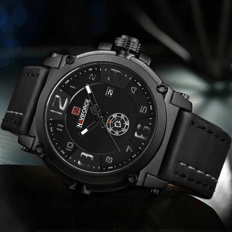 NAVIFORCE Топ люксовый бренд Мужские часы Мужские модные кожаные часы мужские повседневные водонепроницаемые наручные часы с отображением даты и недели