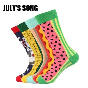 Носки JULY'S SONG мужские Смешные 4 пары, брендовые хлопковые классические, художественные