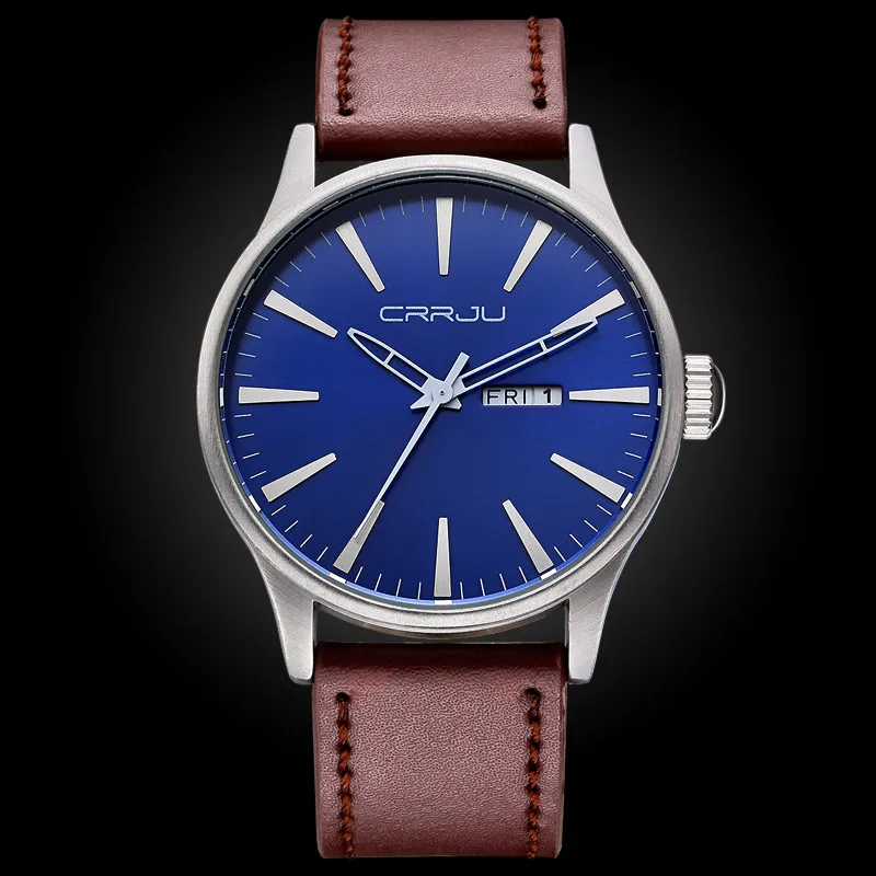 Часы CRRJU Мужские кварцевые в стиле милитари роскошные Брендовые повседневные