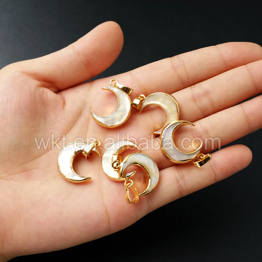 Кулон в виде полумесяца кулон с желтым полумесяцем 24 к золото 20 мм|gold shell pendant|shell