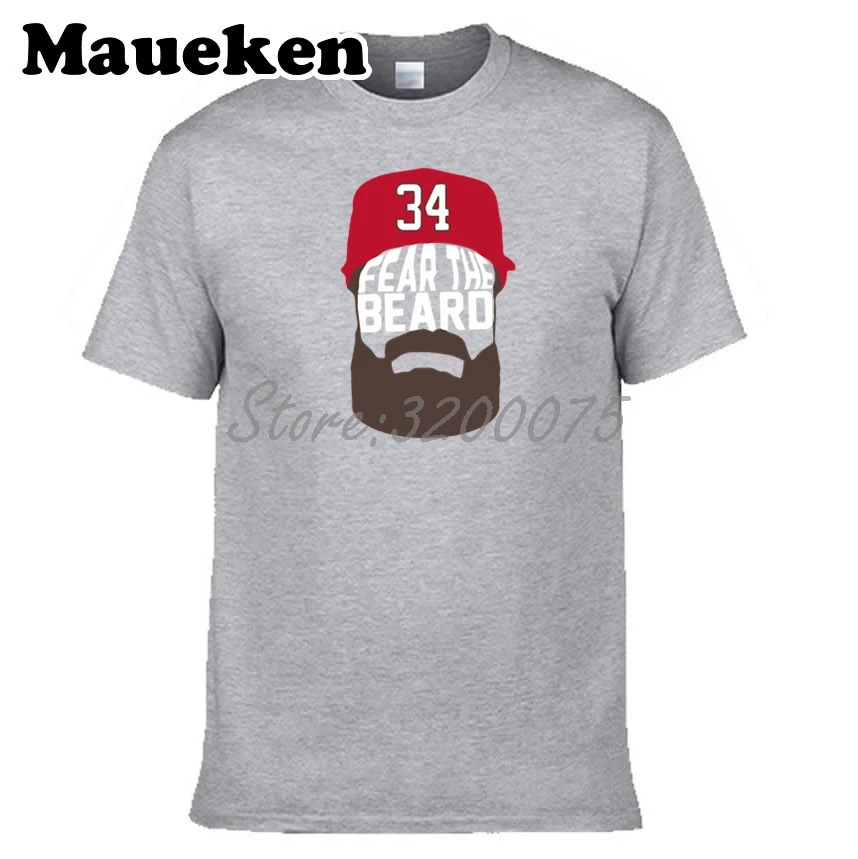 Мужская футболка Bryce Harper 34 Washington Fear the Beard одежда для национальных фанатов подарок