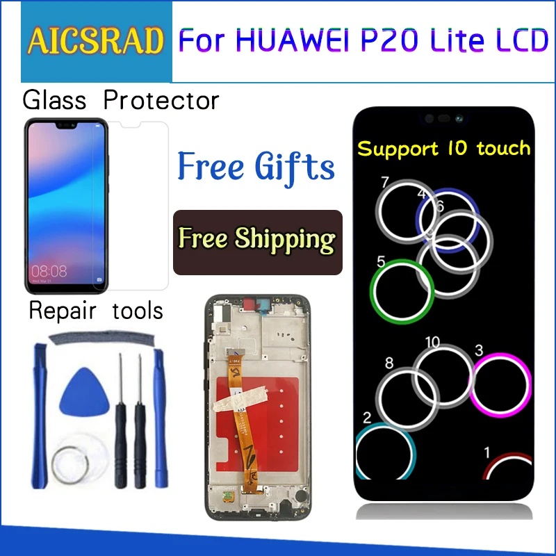 ЖК-дисплей и сенсорный экран для Huawei P20 Lite дигитайзер в сборе Замена HUAWEI ANE-LX1 Nova 3e |
