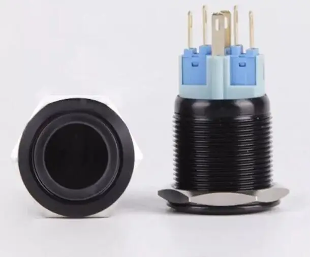 

50PCS 22MM Black Metal Switch Glowing Ring Push Button With LED 12V/24V No Locking Momentary Click for Car Dash Flat Head