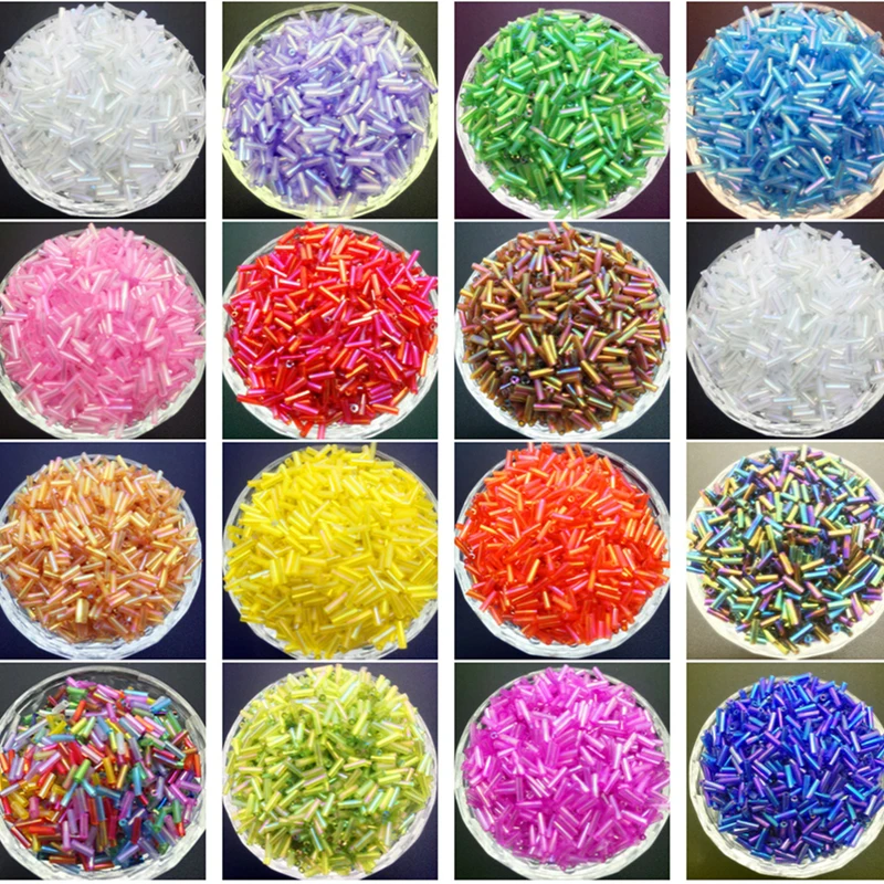 

New Multi Color Lined Bugle Czech Glass Seed Spacer Beads Austria Crystal Long Tube Beads For Jewelry Making DIY