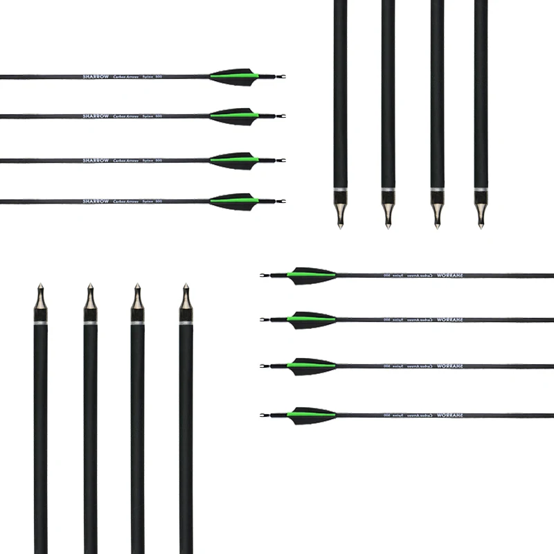 Archery 30inch Mixed Carbon Arrows 500 Spine ID 6.2mm Detachable Arrowhead Fit For Compound Recurve Bow Hunting Shootting | Спорт и