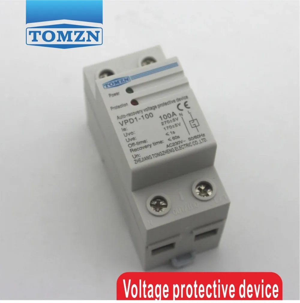100A 230V din-рейка автоматическое восстановление переподключение перенапряжения и под напряжением защитное устройство предохранитель реле защиты