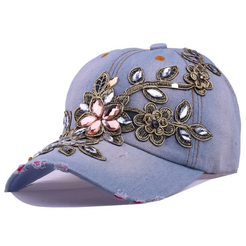 2019 модные бейсболки женские с цветочным узором Snapback шапки для женщин джинсовые