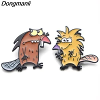 p3769 dongmanli cute beaver metal enamel brooches and pins for lapel pin backpack badge collar jewelry
