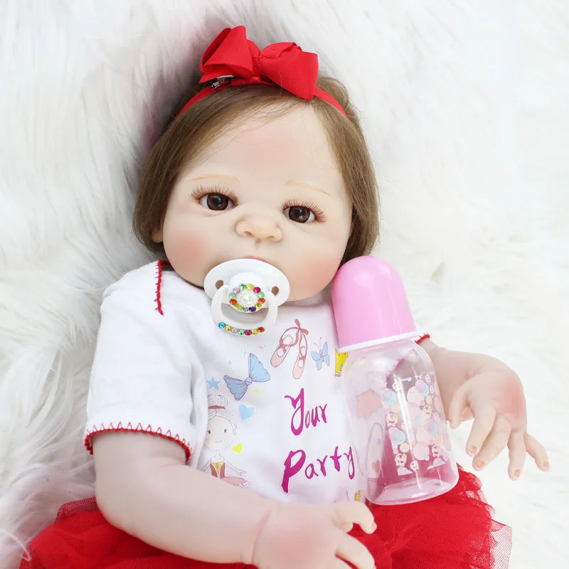 

55cm Full Body Silicone Reborn Girl Baby Doll Toy Soft Vinyl Newborn Princess Babies Like Alive Bebe Child Bathe Bonecas Reborn