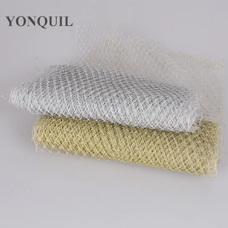 

1M/lot Gold Birdcage Veils 23CM Width Russian Veiling Women Fascinator Silver DIY Hair Accessories Netting Wedding Veil Fabric