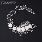 Ободок для волос ручной работы Женский, с жемчугом, гребни невесты