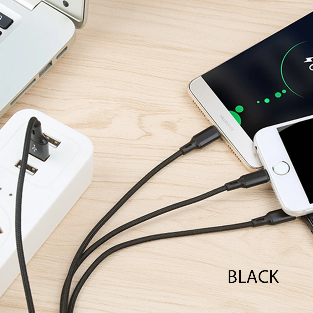 VOXLINK 3 в 1 USB кабель для iPhone XS Max XR X 8 7 зарядное устройство Micro USB кабель для Android USB TypeC кабели для мобильных телефонов