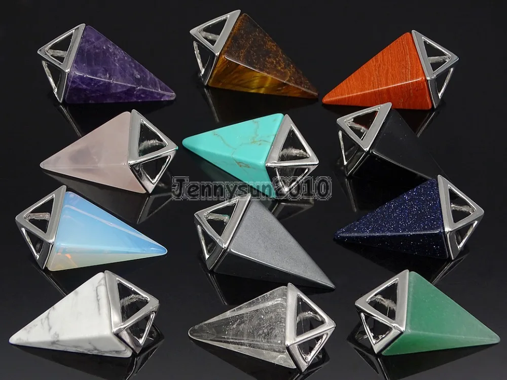 Натуральные прозрачные кристаллы искусственные камни пирамида ожерелье из