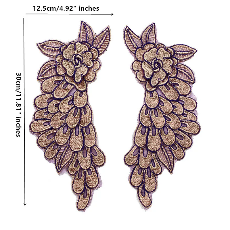 5 пар зеркальные 3D фиолетовые тканевые патчи с вышивкой и кружевом кружевные