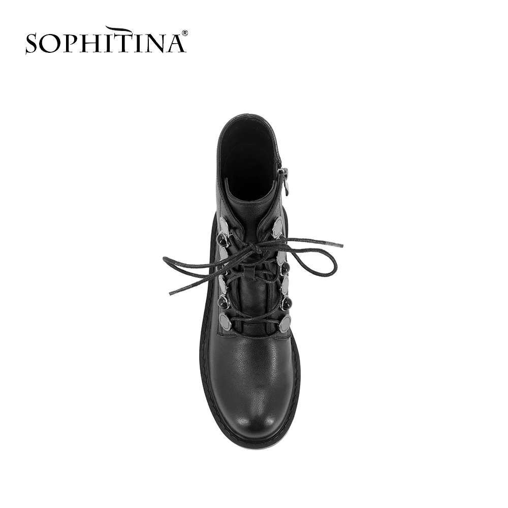 SOPHITINA/Лидер продаж Женские ботильоны Модная черная теплая обувь высокого
