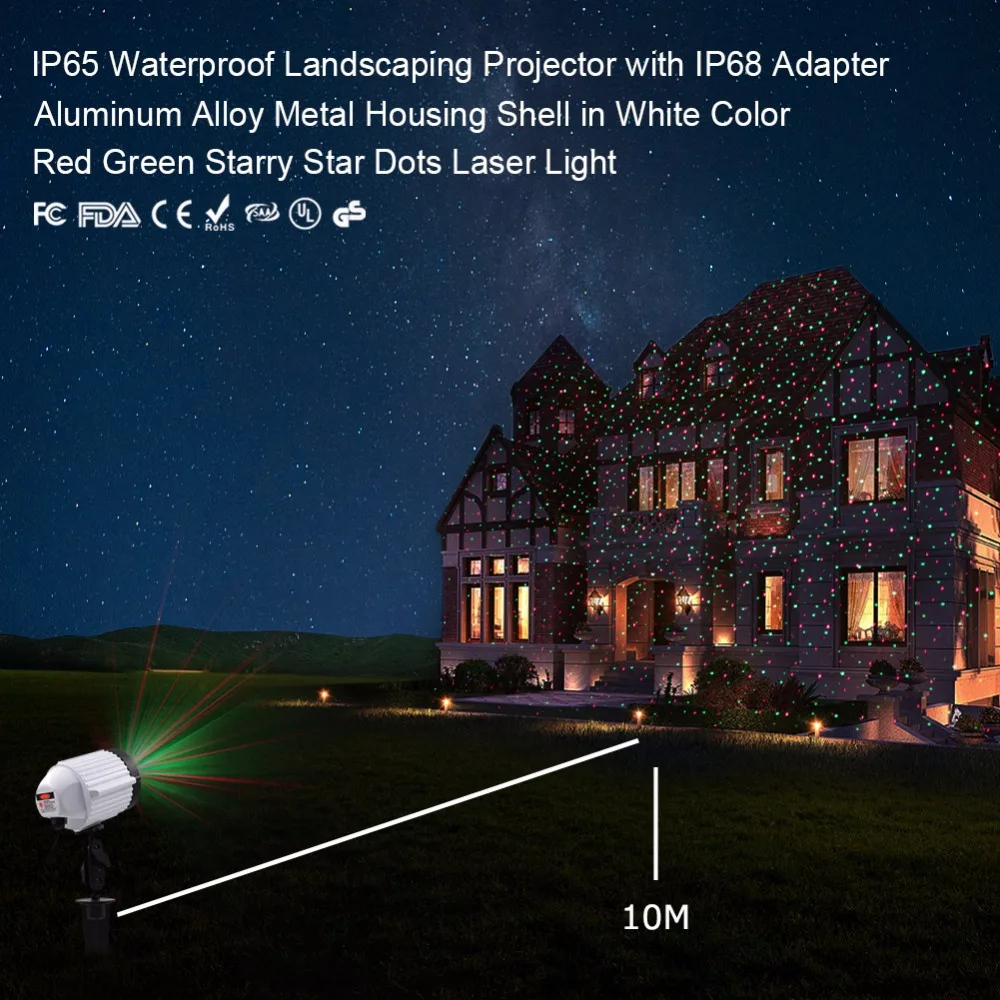 Солнечный наружный лазерный проектор с неподвижными узорами, водонепроницаемый, красного и зеленого цвета, световые точки звезд Xmas Landscape Yard Garden New Year Home.
