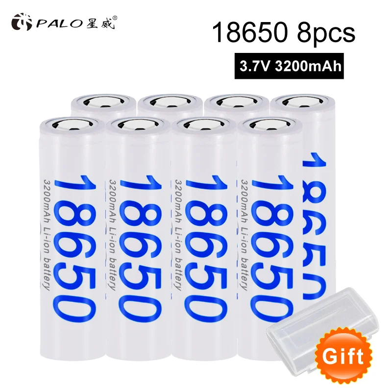 8 pcs PALO 3200mAh 2-24pcs 18650 литиевая аккумуляторная батарея литий-ионные батареи для Panasonic фонарик электронные сигареты - Цвет: 8 pcs