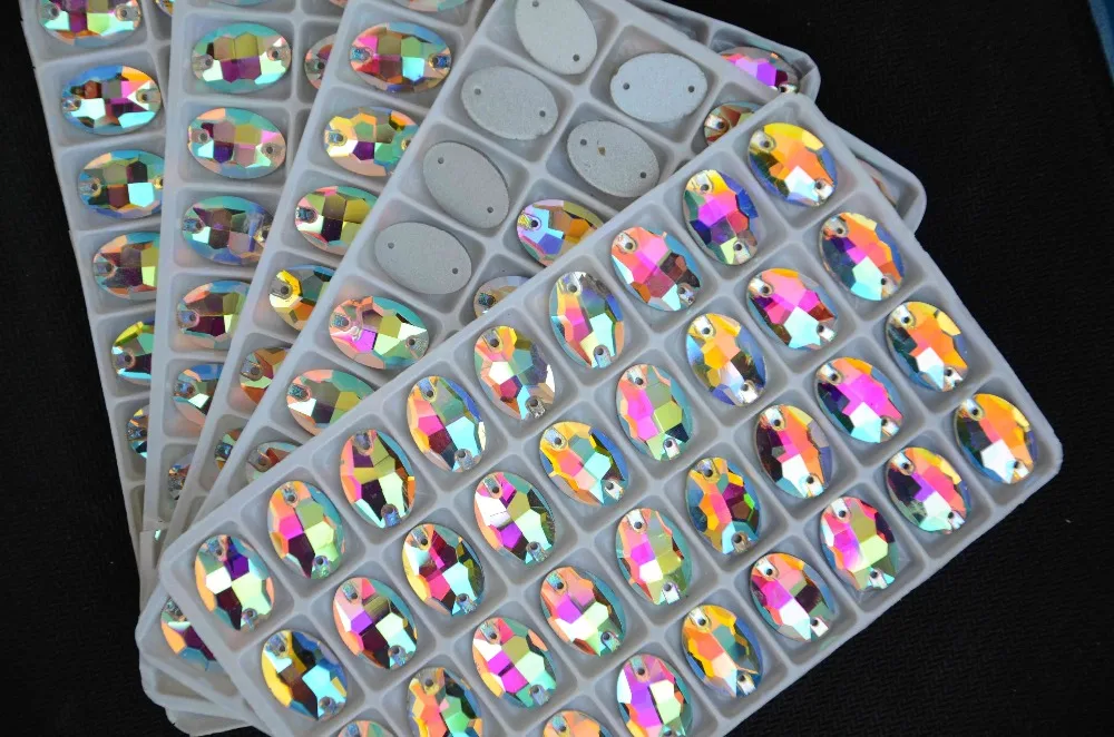 Овальный стеклянный хрусталь всех размеров пришиваемый камень прозрачный