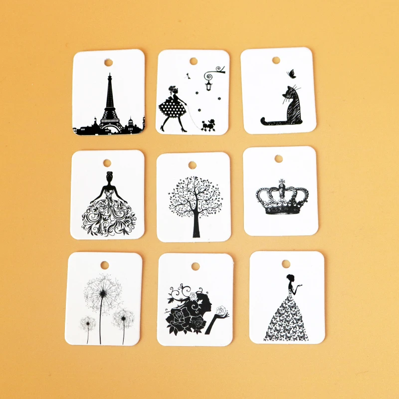 

Hot Sale 200pcs/lot 2.6x3.3CM White Paper Clothing Price Tag Jewelry Gift Hang Tag Square Label card Jewelry Cards