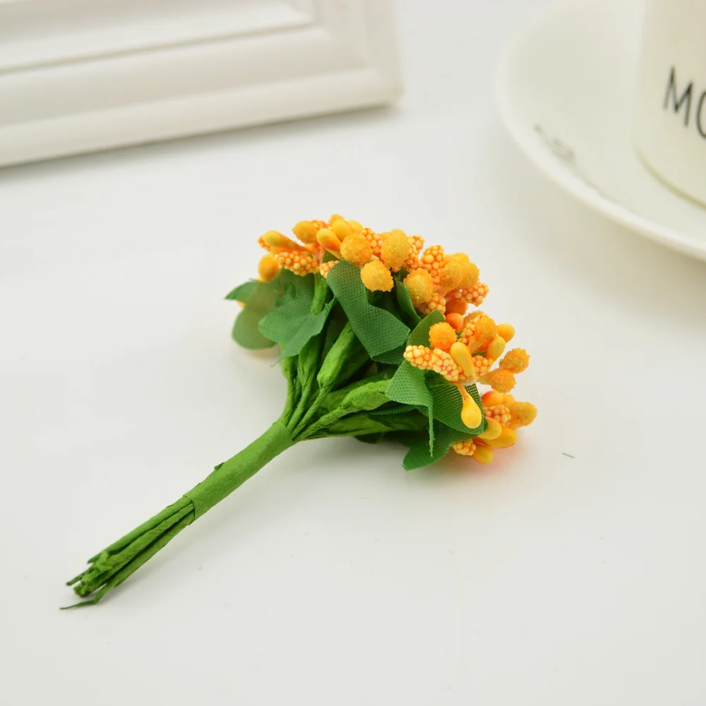 Orange Дешевые 12 шт./лот искусственные тычинки цветы для рукоделия аксессуары для дома Скрапбукинг DIY ВЕНОК Конфеты Подарочная коробка украшения - Цвет: Orange