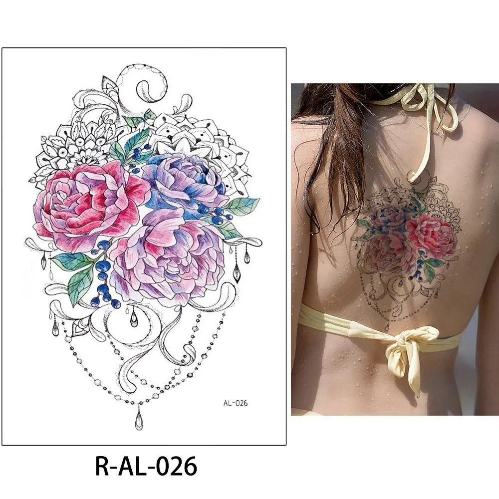 R-AL-026 Glaryyears 1 шт. 15*21 см Горячая цветок Макияж груди временная татуировка наклейка поддельные тату флеш-тату водонепроницаемый сексуальный боди-арт женский - Цвет: R-AL-026