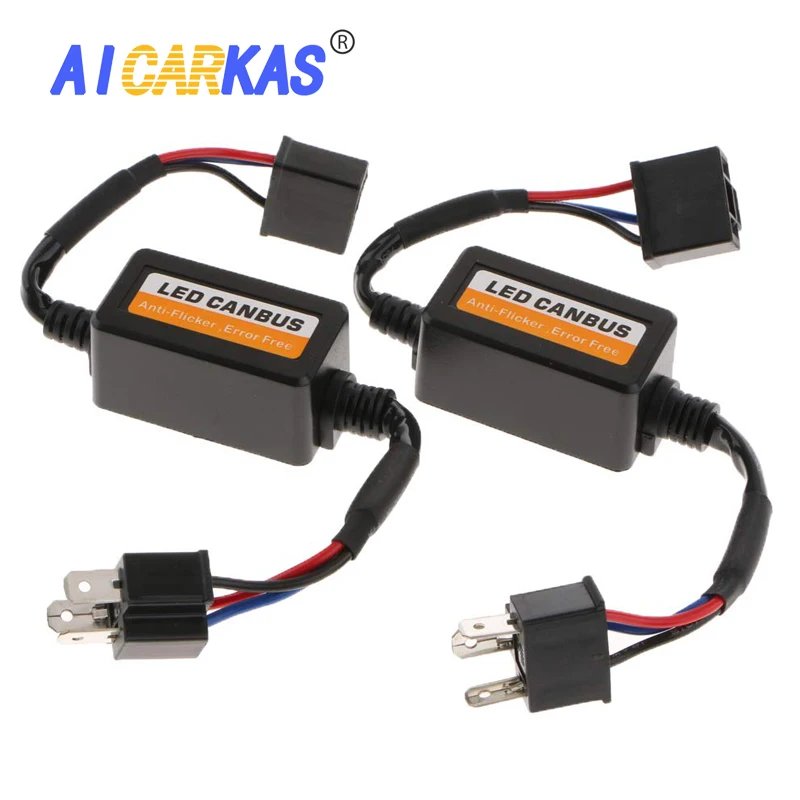 AICARKAS H7 H4 H11 HB3 HB4 9007 H3 H1 Автомобильные светодиодные фары Противотуманные лампы без ошибок нагрузки резистор Canbus декодеры провода Жгут адаптер
