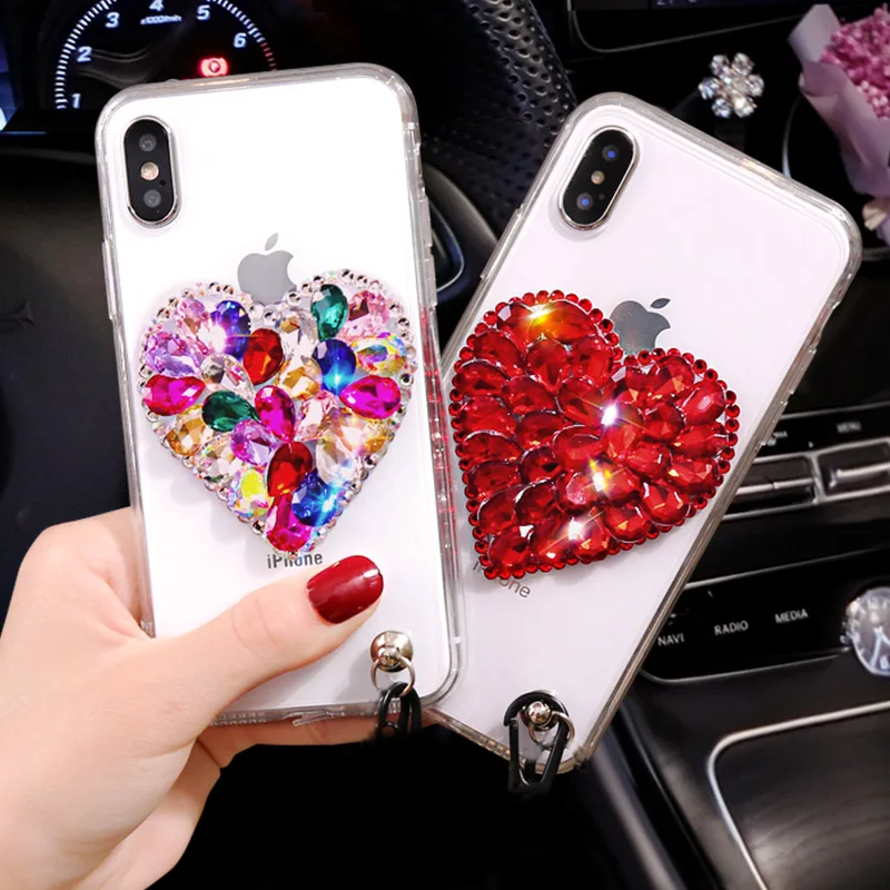 Rheinruby Блестящий Алмазный Стразы любящее сердце чехол для iPhone X XS XR Max 6 6S 7 8 плюс