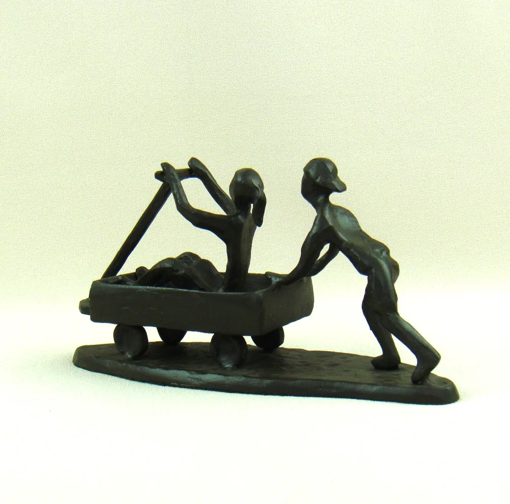 Старинная литейная чугунная тележка Детские миниатюры Детская металлическая