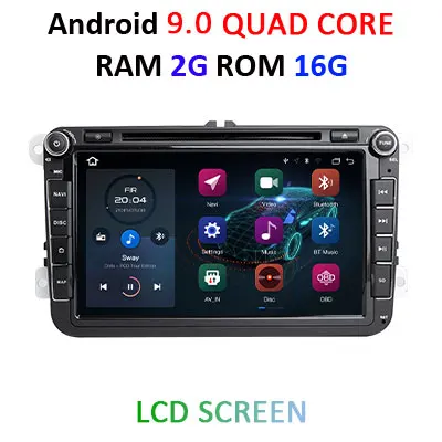Android 9,0 4G 64G 2 DIN автомобиль gps для сиденья Altea Leon Toledo volkswagen VW Passat b6 POLO golf 5 golf 6 touran passat CC DVD - Цвет: 9.0 2G 16G lcd