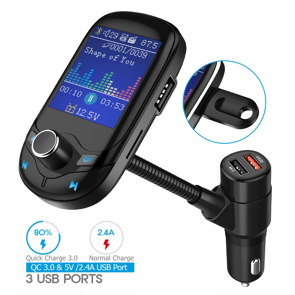 Nulaxy fm-передатчик Автомобильный MP3-плеер 3 USB Беспроводной Bluetooth Handsfree car Kit 1 8