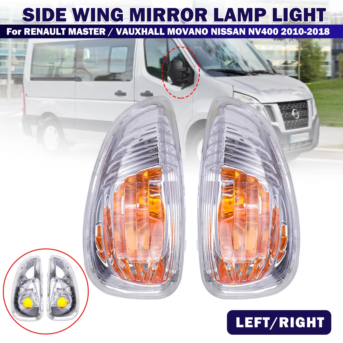 

Left/Right Side Wing Mirror Lamp for Renault Master Vauxhall Opel Movano Nissan NV400 2010 2011 2012 2013 2014-2018