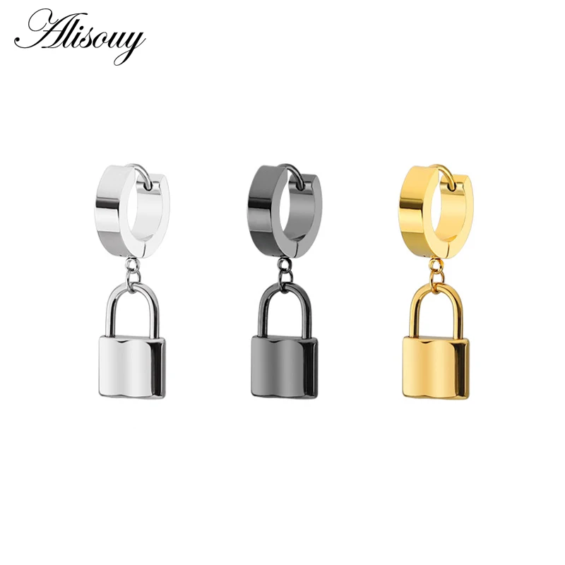 Lock 4mm Alisouy 2 шт. маленькая серьга-кольцо для женщин серьги, Надеваемые На ушной хрящ замок лезвие крест серьги для женщин HQ Нержавеющая Сталь Ухо Ювелирные изделия - Окраска металла: Lock 4mm