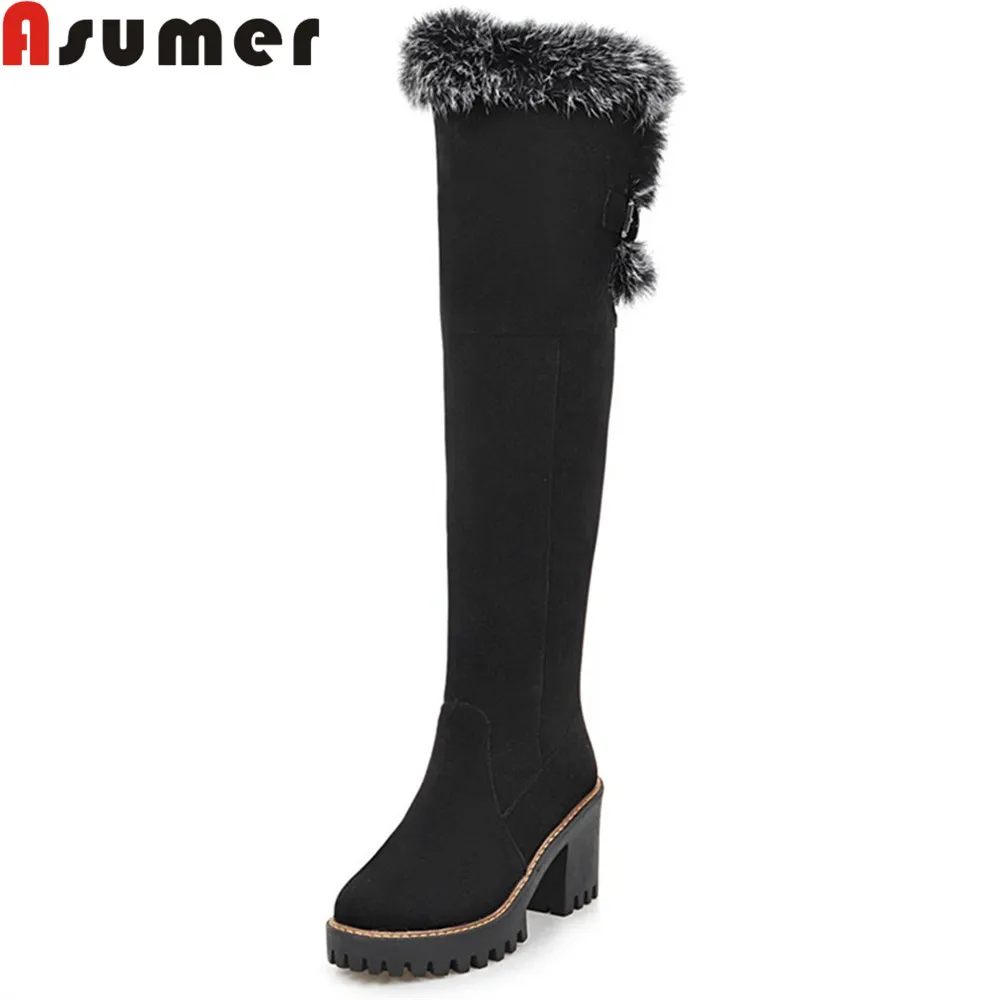 ASUMER/Новые модные женские сапоги Женские из флока с круглым носком на молнии Цвет