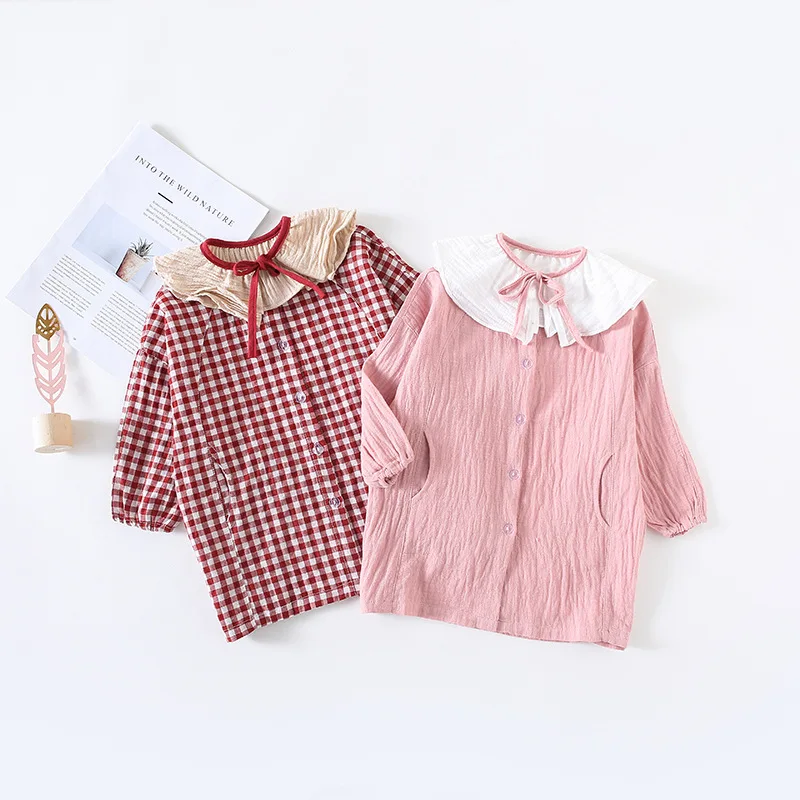 Платье принцессы с длинными рукавами из чистого хлопка для маленьких девочек