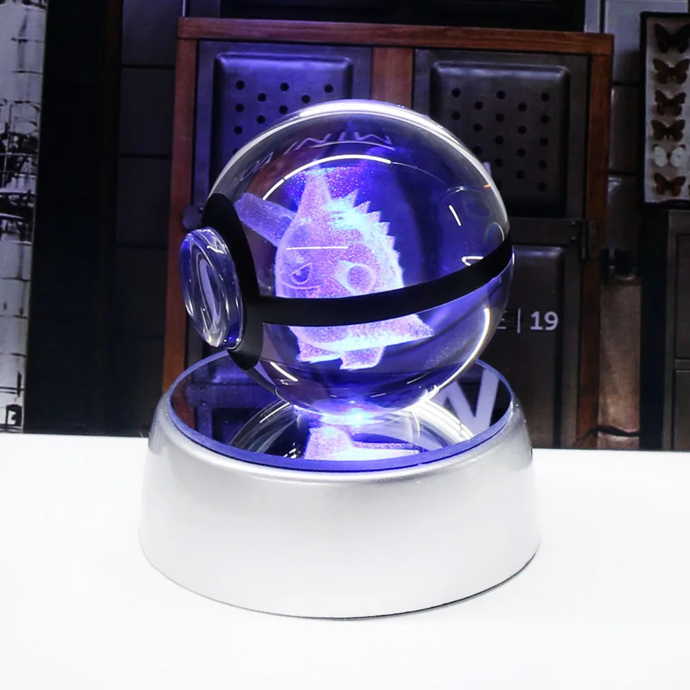 Хуэй Юань Gengar Кристалл Pokeball Poke ball 5 см Диаметр клетки кнопки питание 3D ночь