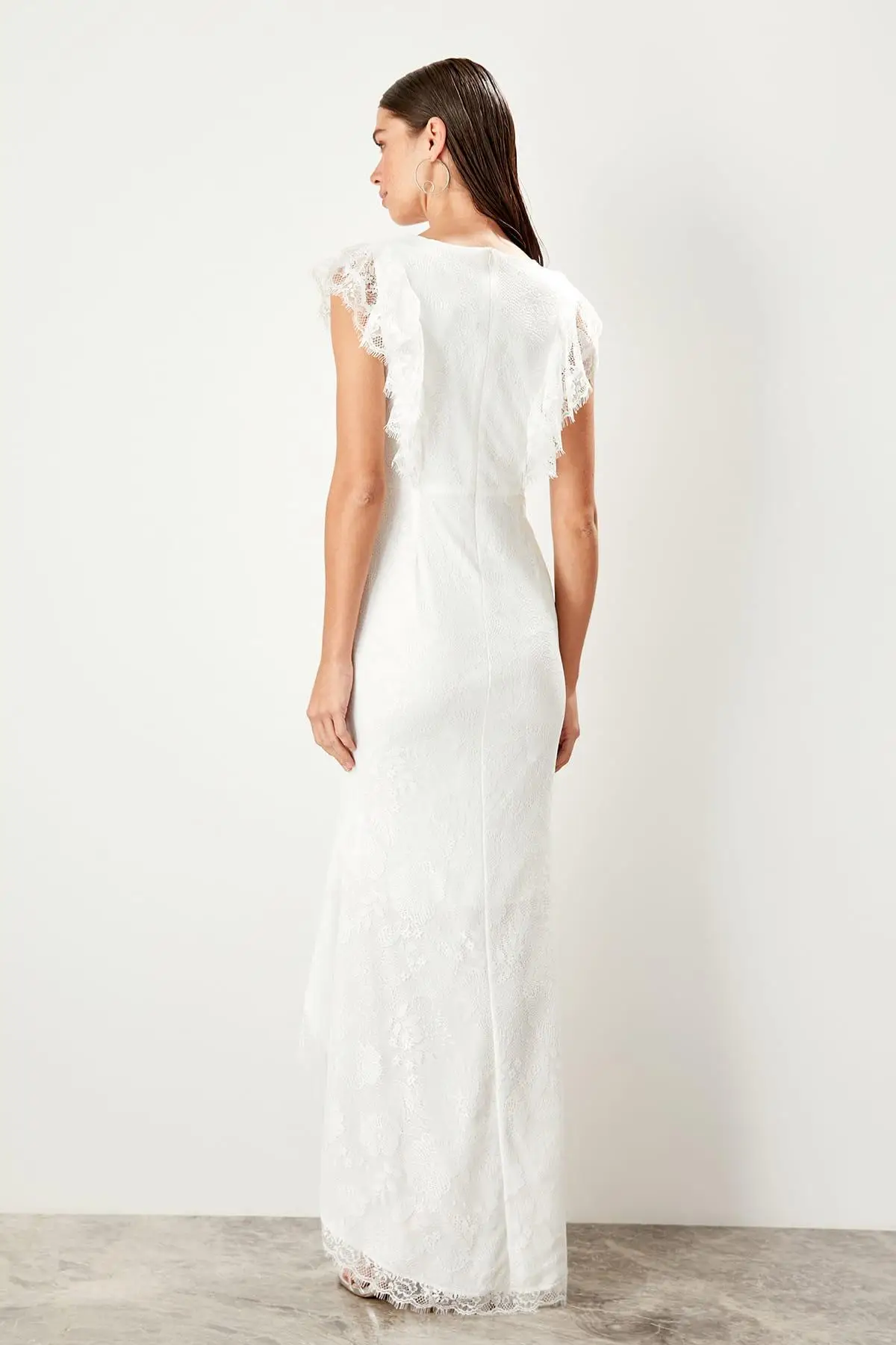 Trendyol экрю кружевное платье TPRSS19BB0368|Женские платья| |