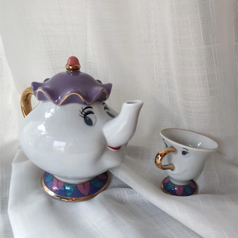 Лидер продаж, чайный горшок "Красавица и Чудовище" Mrs Potts Chip, чайный горшок, Набор чашек, керамический Cogsworth Lumiere, прекрасный Рождественский подарок, быстрая - Цвет: 1 Pot and 1 Cup