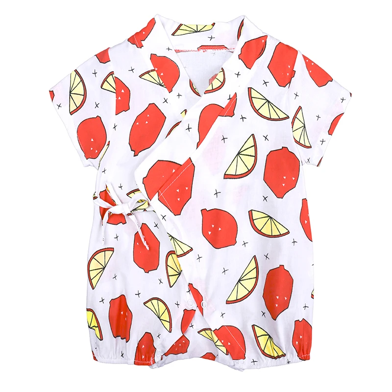 Детская одежда в японском стиле с цветочным принтом и фруктами Кимоно Летняя для