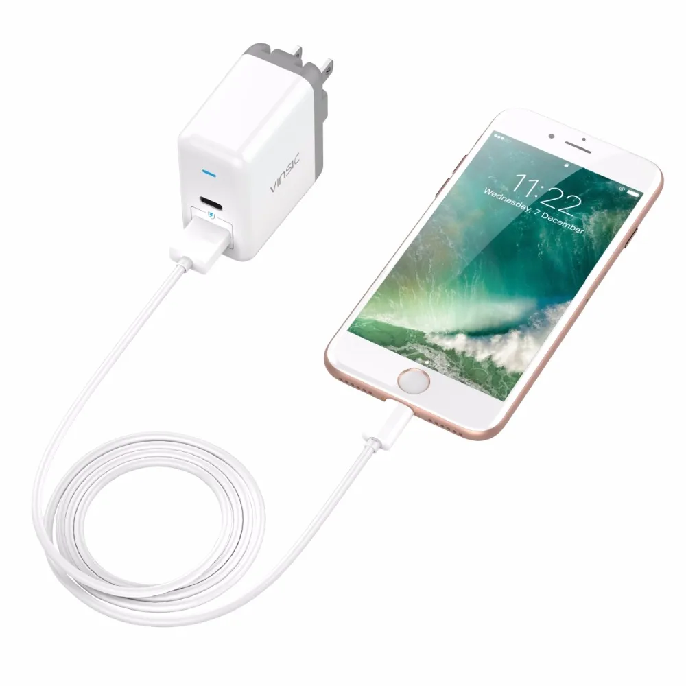 Vinsic 3A type C + 2.4A USB настенное зарядное устройство для смартфона портативное iPhone X