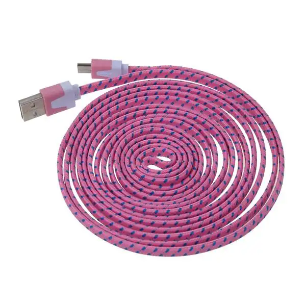 Топ предложения 3 м/10Ft нейлоновая сетка ткань Micro USB кабель для передачи данных