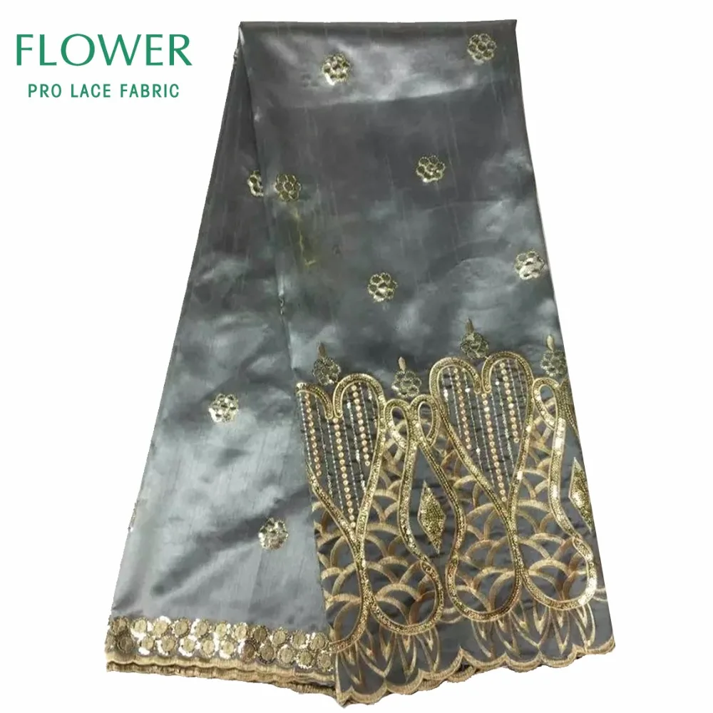 

High Quality African Lace Fabric Gold Sequined George Lace Fabric Guipure Embroidery 2017 Nigerian Silk India Dress George Laces