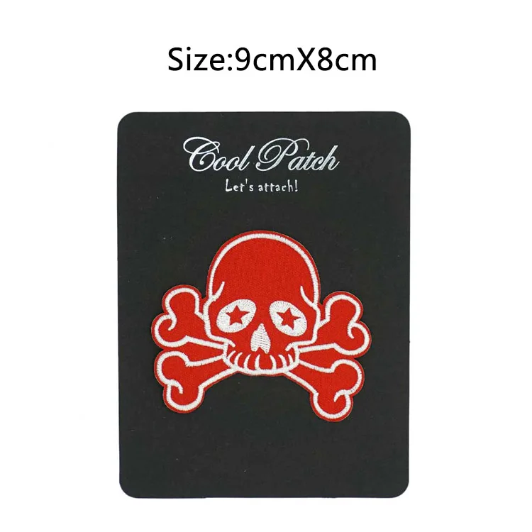 Красный череп и перекрестные кости Ретро Байкерская Татуировка Готический