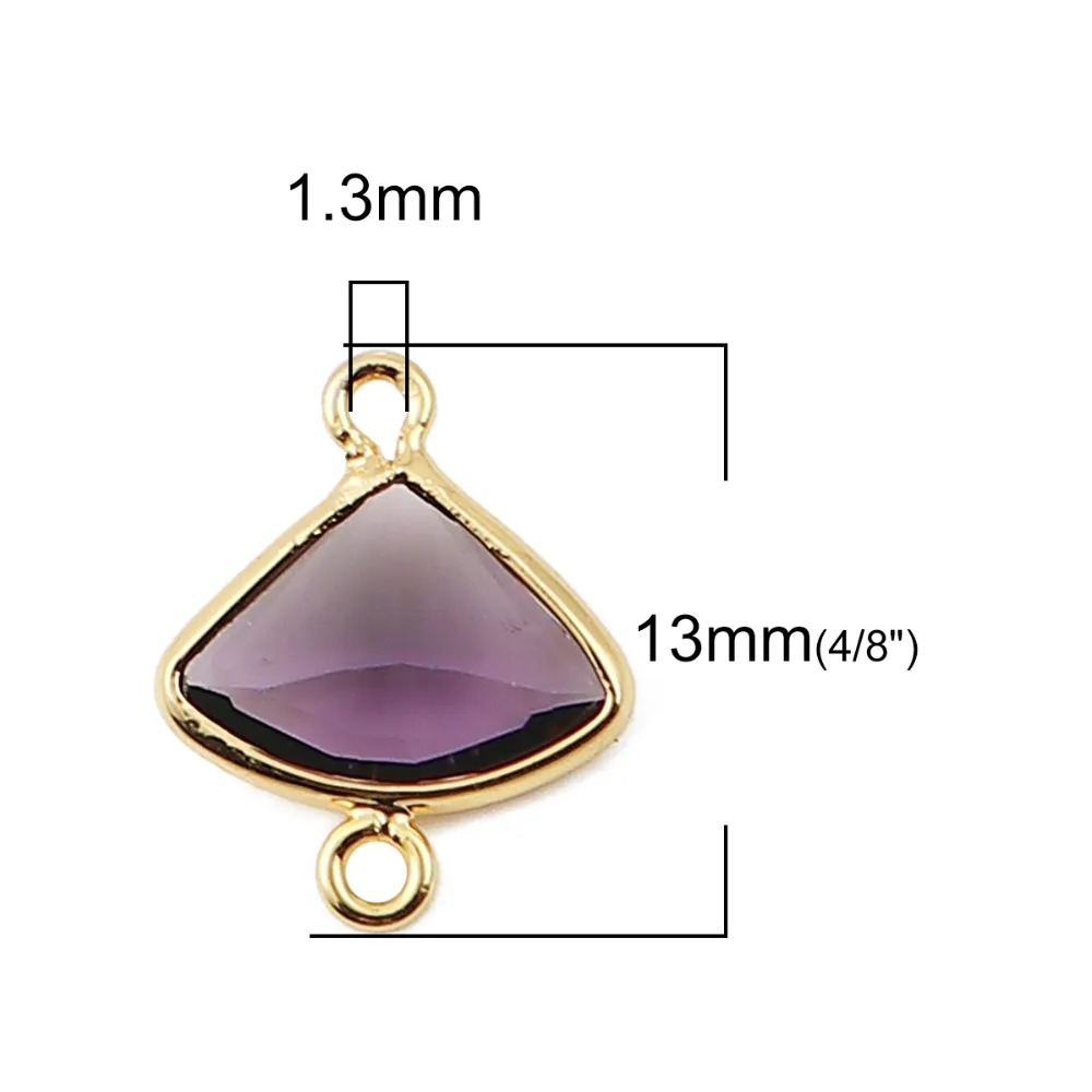 DoreenBeads медные разъемы веерообразные 18K позолоченные фиолетовые красные стразы
