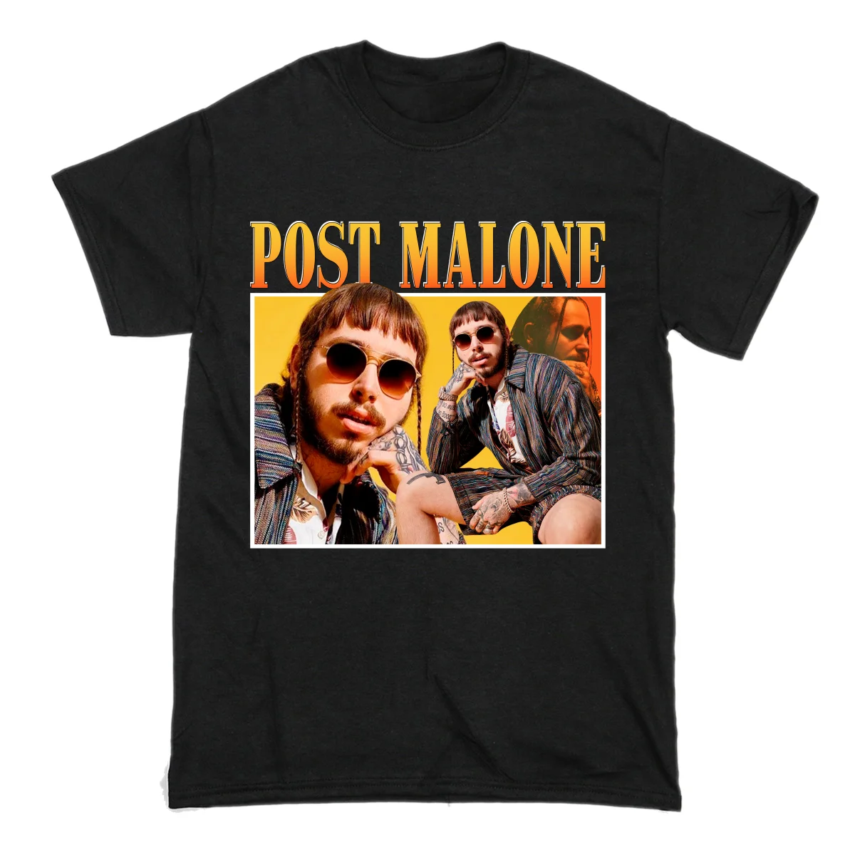 Мужская футболка с круглым вырезом Post Malone белая Базовая и короткими рукавами в