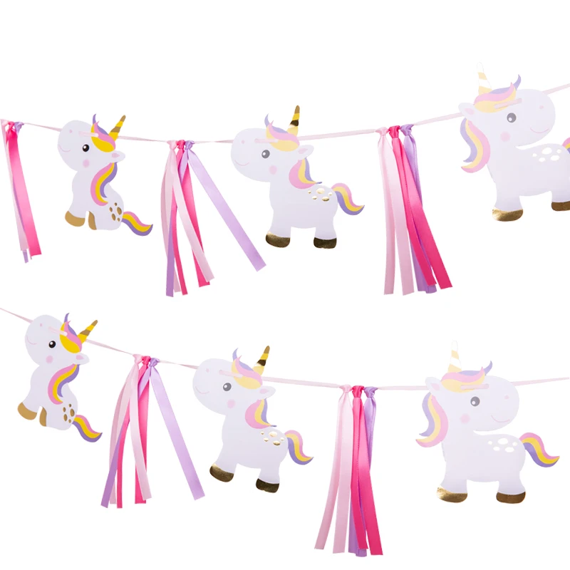 

Creative children's party decoration props Unicorn shaped birthday flags Boys and girls first year baby layout products supplies