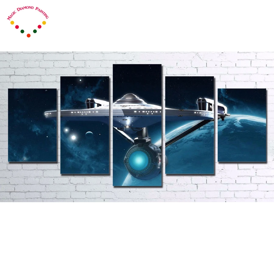 

5d diy Square/round Creek Diamond Painting Diamond Embroidery 5 Pieces Planetary spacecraft Cross Stitch,Mosaic,stickers,